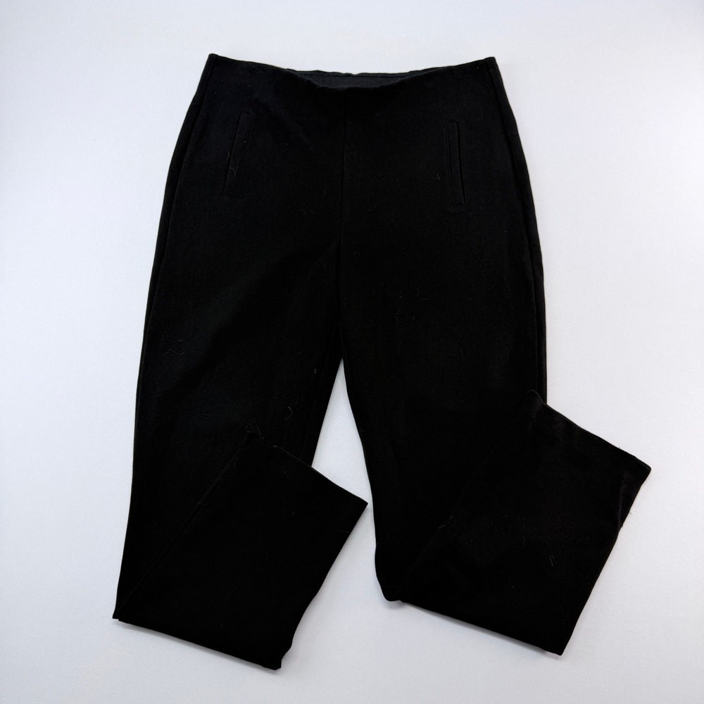 Chicos Black Pull On Straight Leg Pants Size 1.5 US 10 High Rise Career Knit